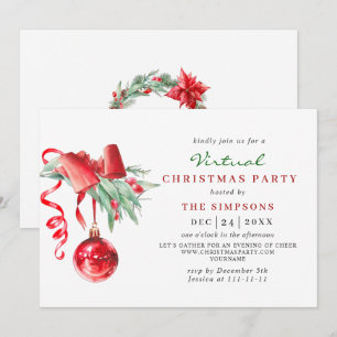 Watercolor Ornament VIRTUAL Christmas Party Invitation