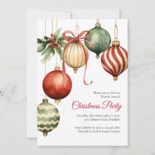 Watercolor Ornaments Holiday Christmas Party Invitation