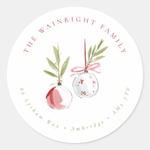 Watercolor Ornaments Holiday Return Address Label