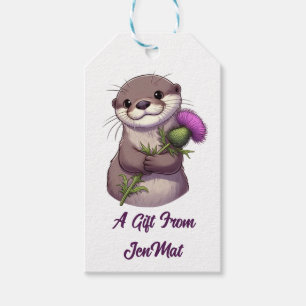 Watercolor Otter and Thistle Gift Tags