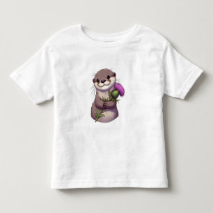 Watercolor Otter and Thistle Toddler T-shirt