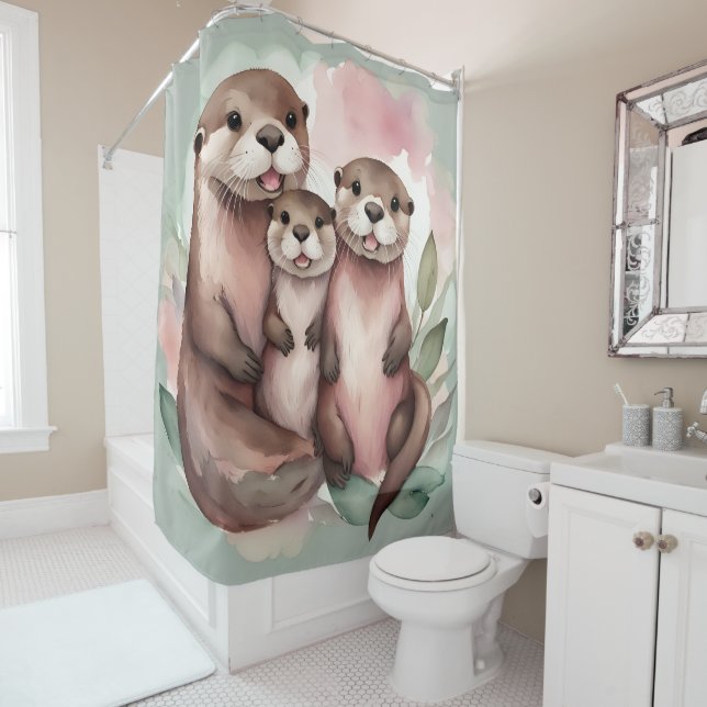 Watercolor Otter Family (In Situ)