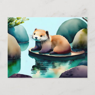 Watercolor Otter, Postcrossing Postcard