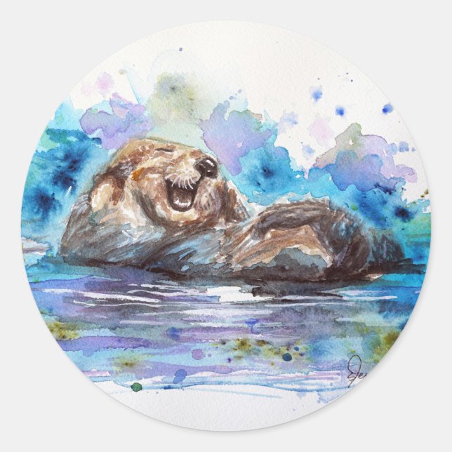 Watercolor Otter Stickers (Front)
