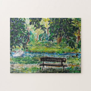 Watercolor - Our Bench - Choose Size Jigsaw Puzzle