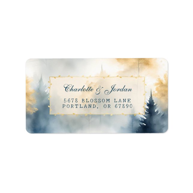 Watercolor Outdoor Woodland Trees Forest Rustic  Label (Front)