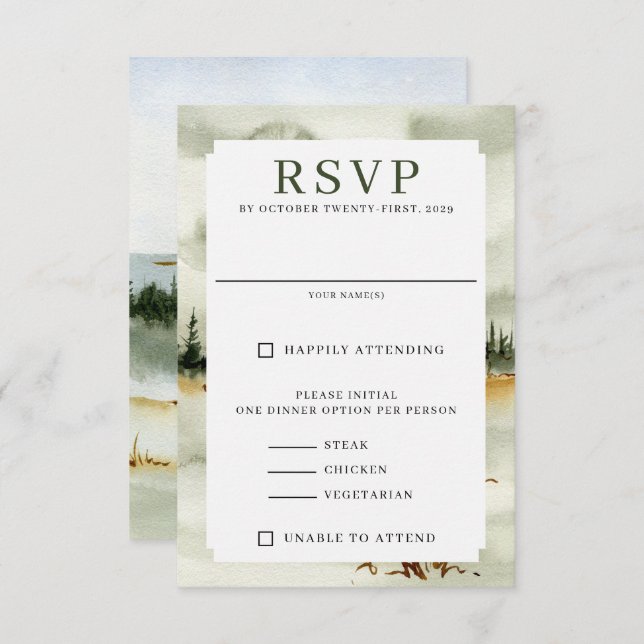Watercolor Outdoorsy Wedding RSVP Card (Front/Back)