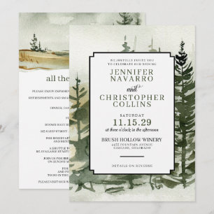 Watercolor Outdoorsy with Details Wedding Invitation