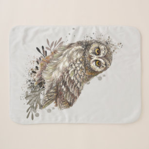 Watercolor Owl Bird Wildlife Nature Art  Sherpa Blanket