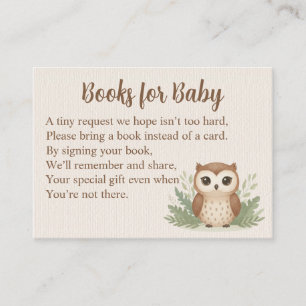 Watercolor Owl Books for Baby Enclosure Card