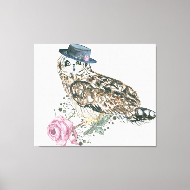 Watercolor Owl Canvas Print (Front)