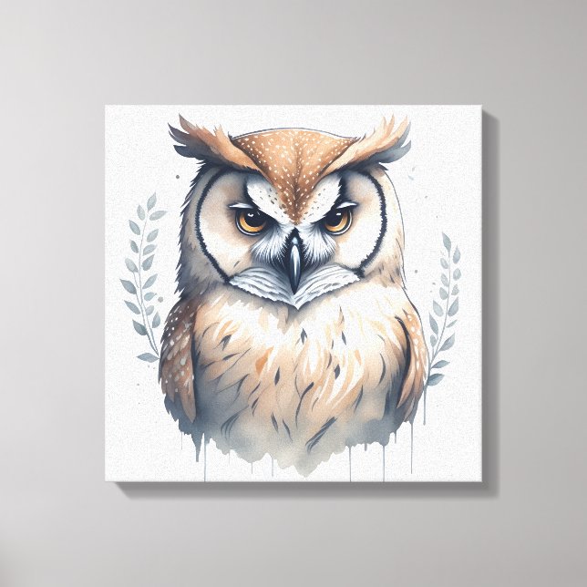 Watercolor Owl Canvas Print (Front)