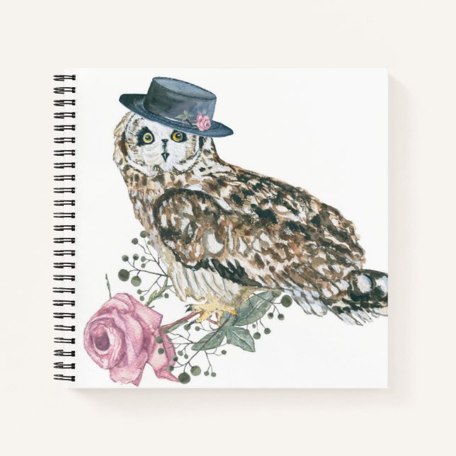Watercolor Owl Notebook (Front)