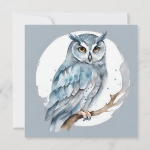 Watercolor Owl on the Tree Branch  Card