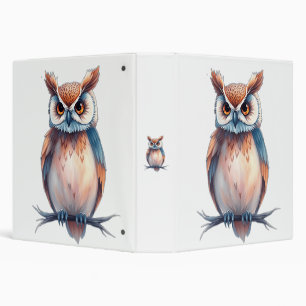 Watercolor Owl with Starry Elements Binder