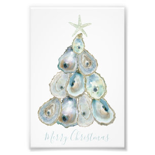 Watercolor Oyster Christmas Tree Photo Print