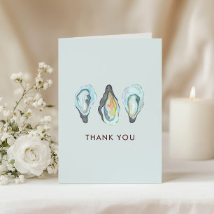Watercolor Oyster Coastal Seaside Wedding Thank You Card