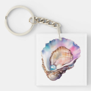 Watercolor Oyster Keychain