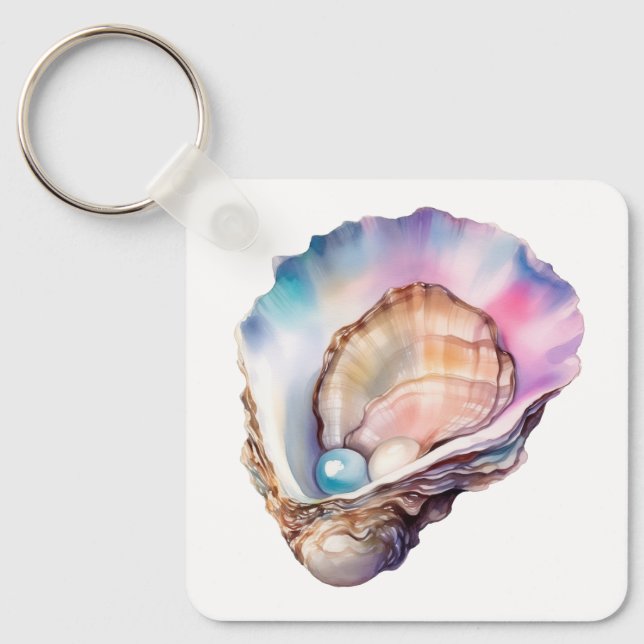 Watercolor Oyster Keychain (Front)