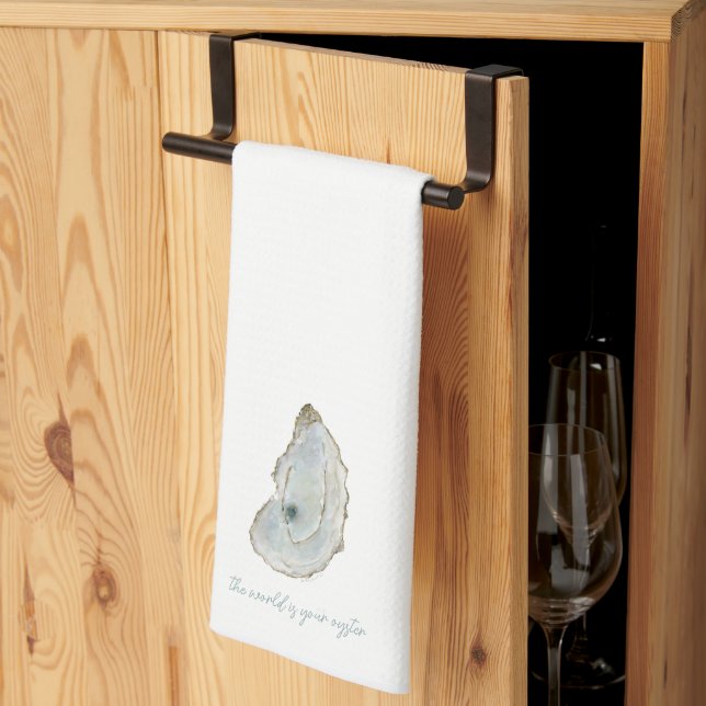 Watercolor Oyster  Kitchen Towel (Thirds Fold)