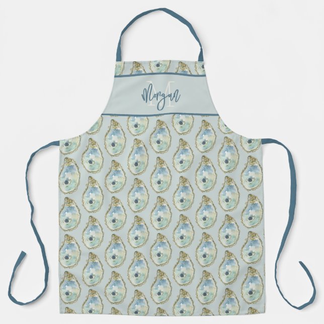 Watercolor Oyster Pattern Apron (Front)