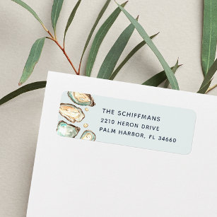 Watercolor Oyster & Pearl Return Address