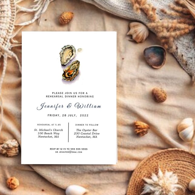 Watercolor oyster  Rehearsal Dinner Invitation (Creator Uploaded)