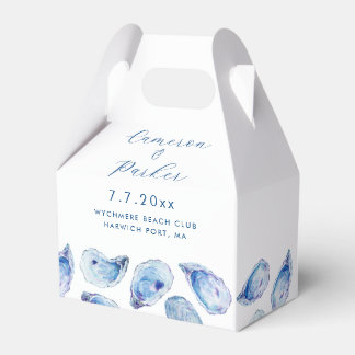 Watercolor Oyster Shell Blue and White Wedding Favor Box