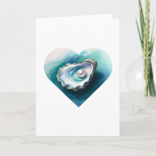 Watercolor Oyster Shell Iridescent Pearl Blank Card