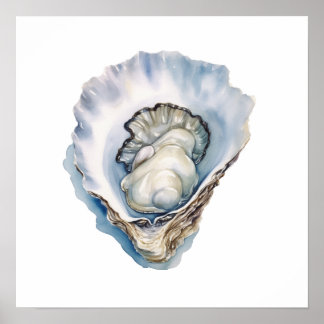 Watercolor Oyster Shell Poster