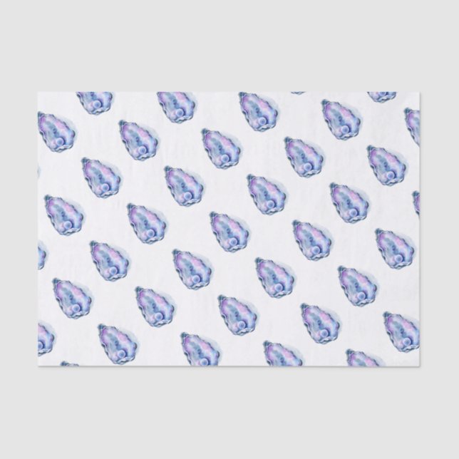 Watercolor oyster shell with pearl tissue paper (Front)