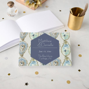 Watercolor Oysters Wedding-  Blue Guest Book