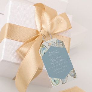 Watercolor Oysters Wedding- Dusty Blue Gift Tags