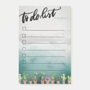  Watercolor Paint,Cactus To Do List  Post-it Notes