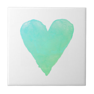Watercolor paint heart drawing custom square tile