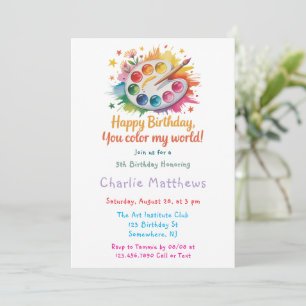 Watercolor Paint Palette Art Birthday Party Invitation