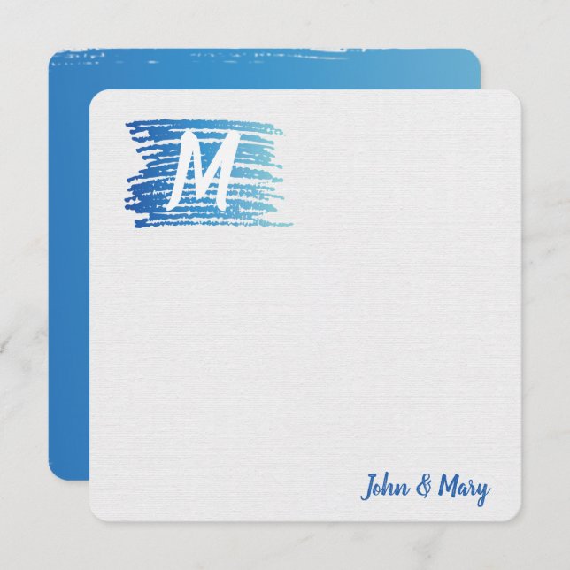 Watercolor Paint Smudge with Monogram  Card (Front/Back)