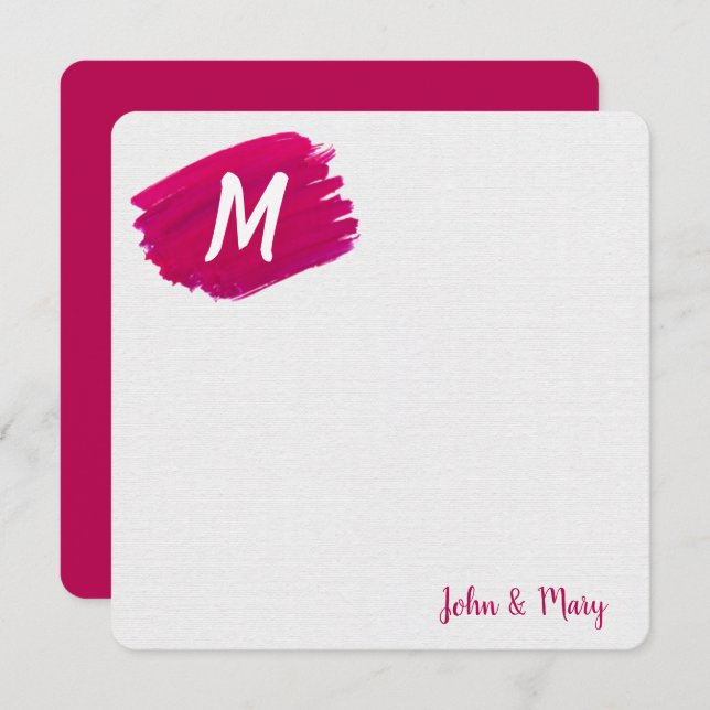 Watercolor Paint Smudge with Monogram   Card (Front/Back)