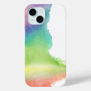 Watercolor Paint Spill Rainbow Abstract iPhone 15 Case