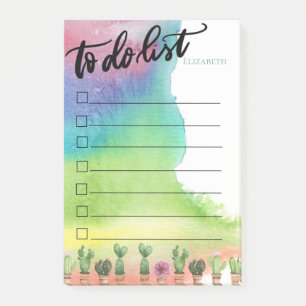  Watercolor Paint Splash,Cactus To Do List  Post-it Notes