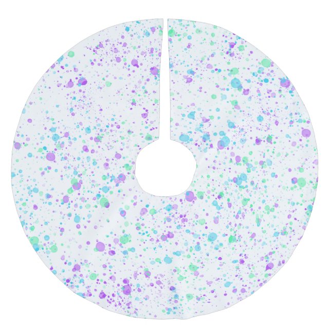 Watercolor Paint Splatter Christmas Tree Skirt (Front)