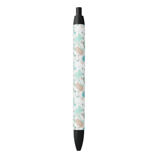Watercolor Paint Splatters Black Ink Pen (Front Vertical)