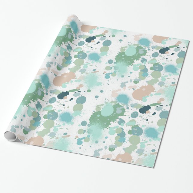 Watercolor Paint Splatters Wrapping Paper (Unrolled)