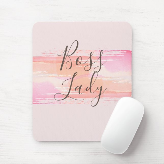 Watercolor Paint Strokes Boss Lady Mouse Pad (With Mouse)