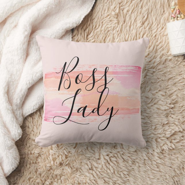 Watercolor Paint Strokes Boss Lady  Throw Pillow (Blanket)