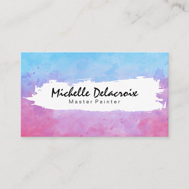 Watercolor Paint Texture | Expressive Art Business Card (Front)