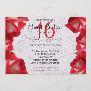 Watercolor Painted Abstract Roses on Concrete Invitation