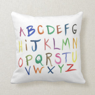 Watercolor Painted Alphabet Pillow Colorful