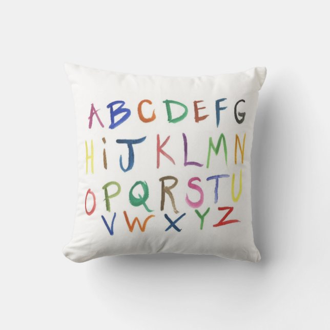 Watercolor Painted Alphabet Pillow  Colourful (Front)