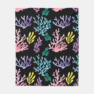 Watercolor painted corals seamless pattern fleece blanket